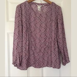 LOGG. H&M. Purple Printed Top. Size 12